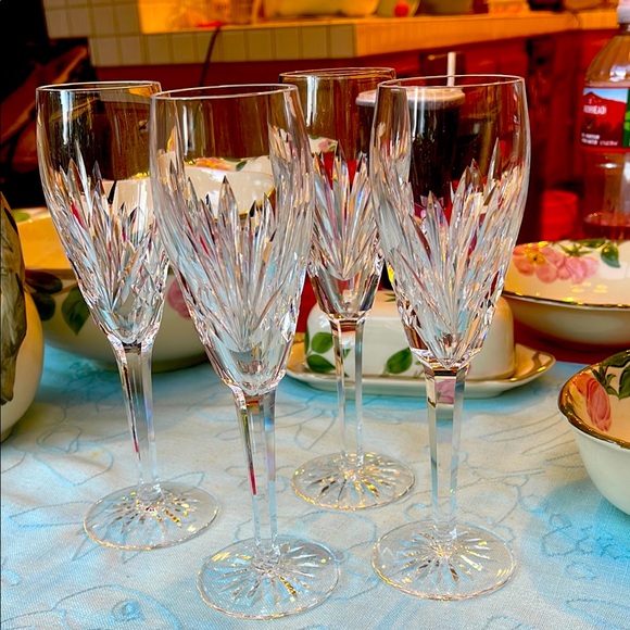Vintage Waterford Kincora Crystal Champagne Flutes Set of 4